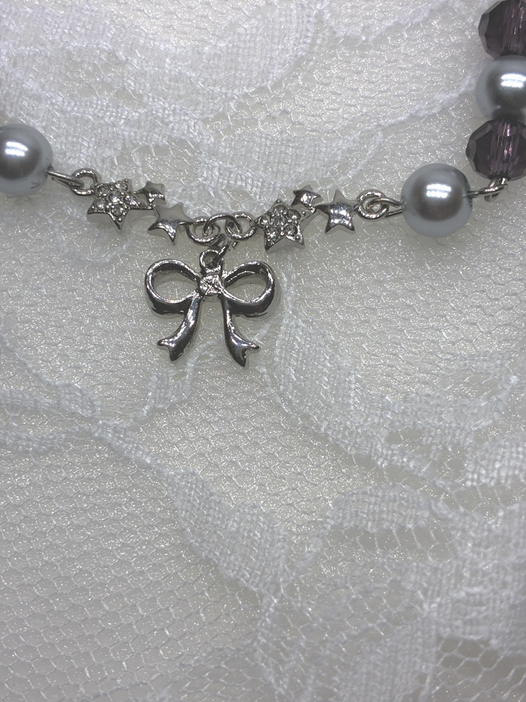 星とリボンチャーム付きのパールブレスレット