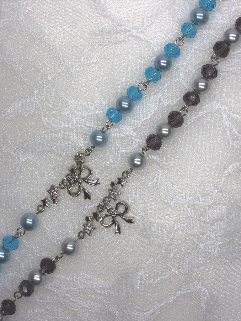 星とリボンチャーム付きのパールブレスレット