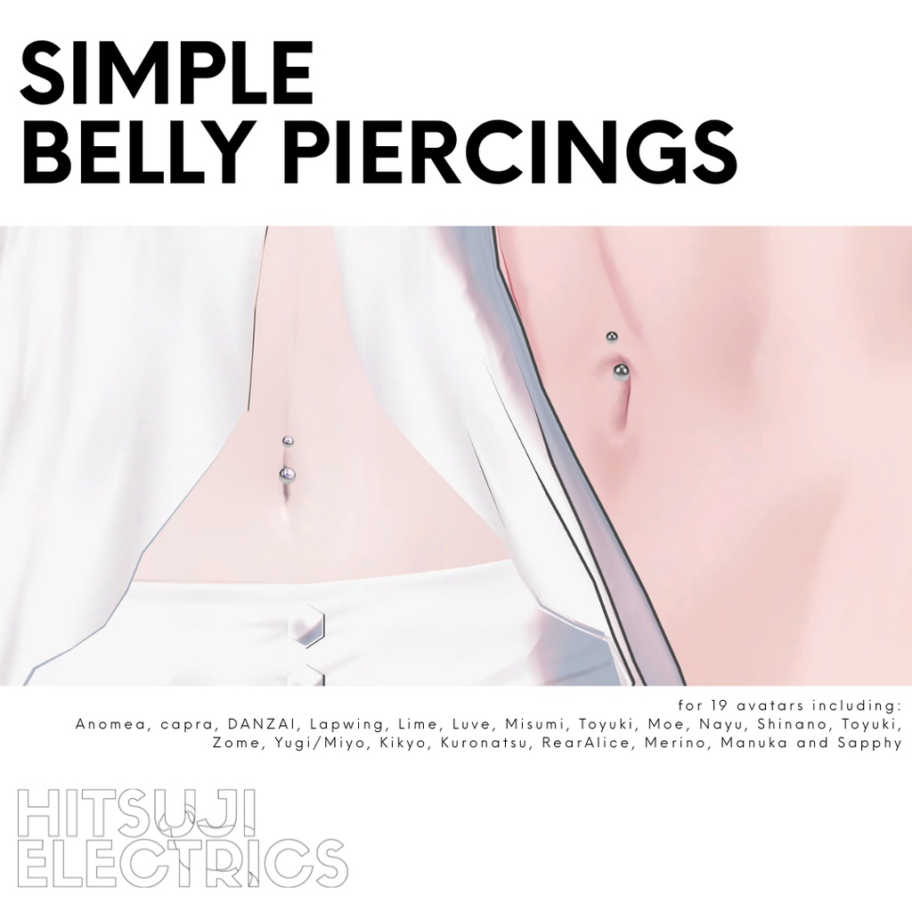 Simple Belly Piercings【VRChat向け汎用モデル / 一部アバターの位置調整済みPrefab同梱】