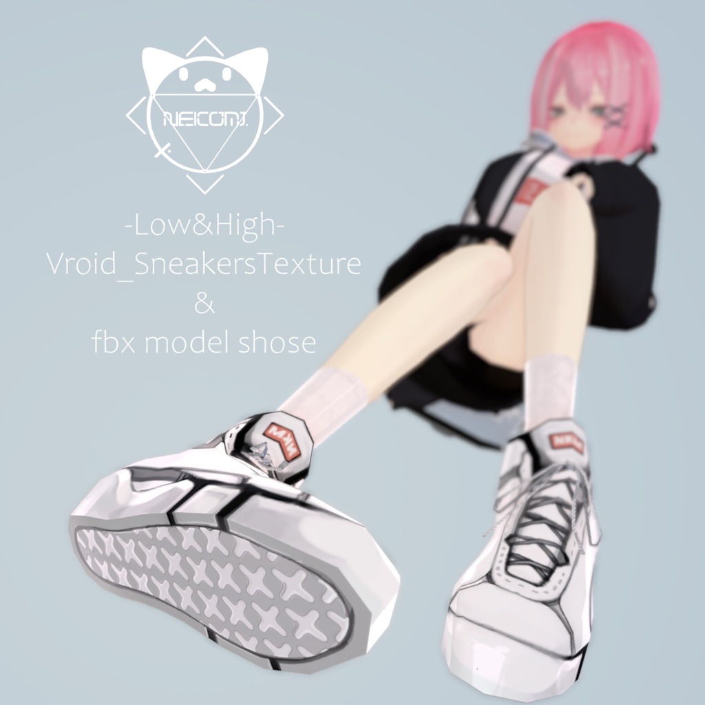 【３Dモデル 】Vroid base sneakers -Low&High- / Texture&3DModel