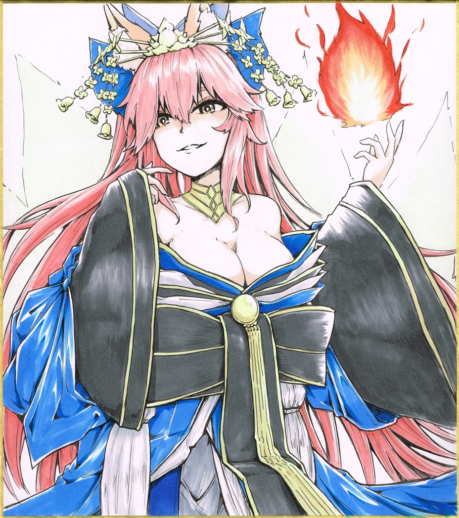【手描き色紙】Fate/Grand Order  #タマモ色紙100枚描かないといけないバフにかかりました#061/100