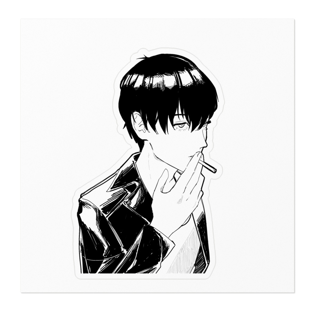 タバコを吸う男のステッカー