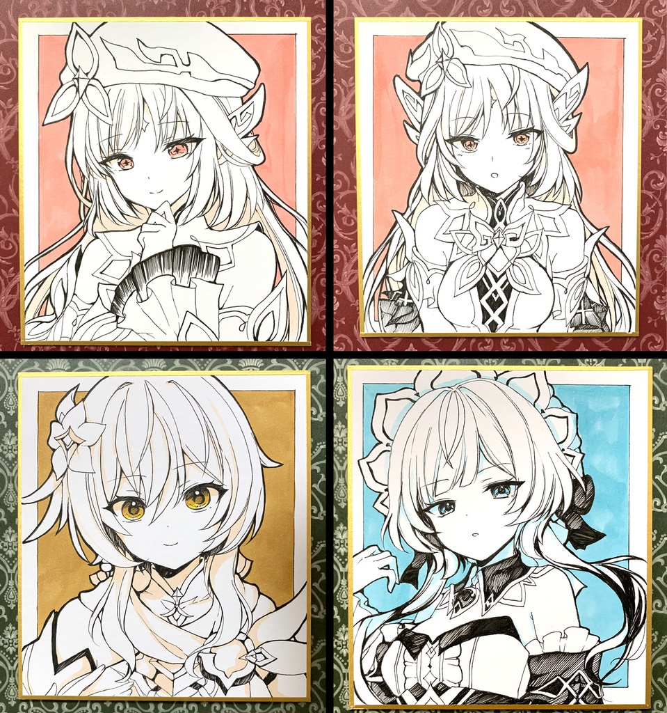 【原神】ニコアクスタ+手描き色紙(小)セット