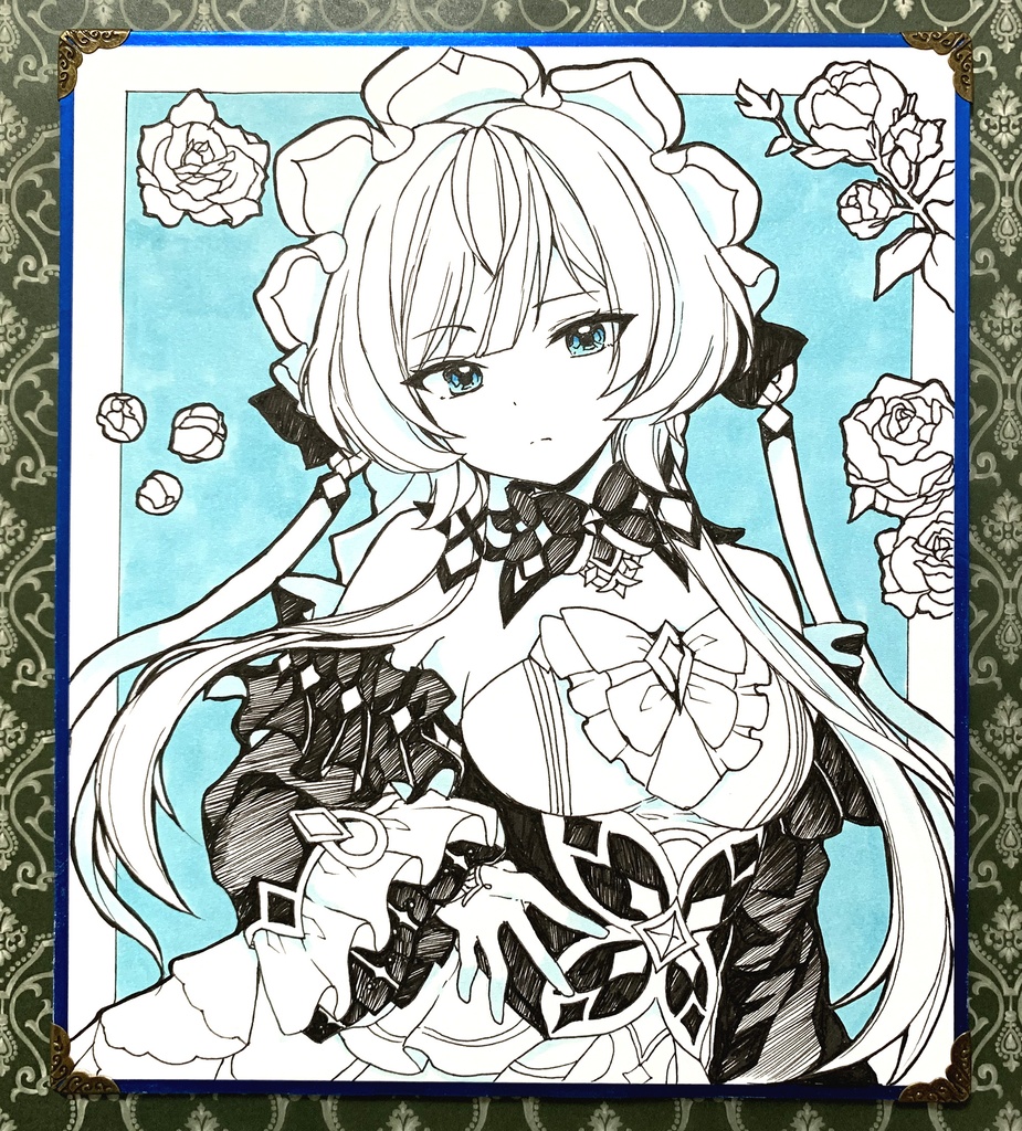 【原神】手描き色紙「サンドローネ」(中サイズ)