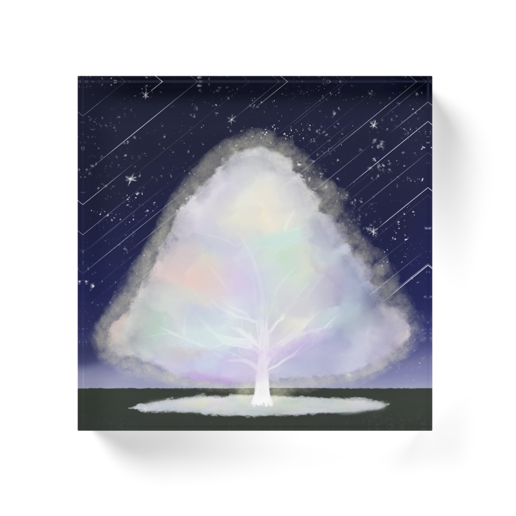 わたあめの木*アクリルブロック(ホワイト)