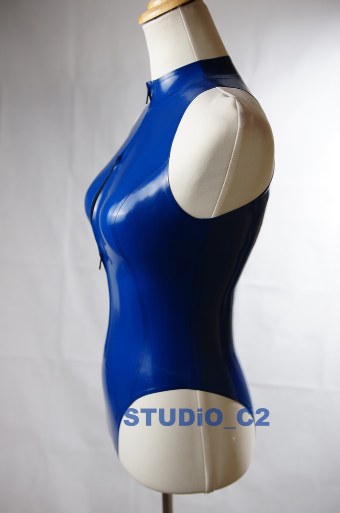 「販売終了」フロントジッパーレオタード ブルー