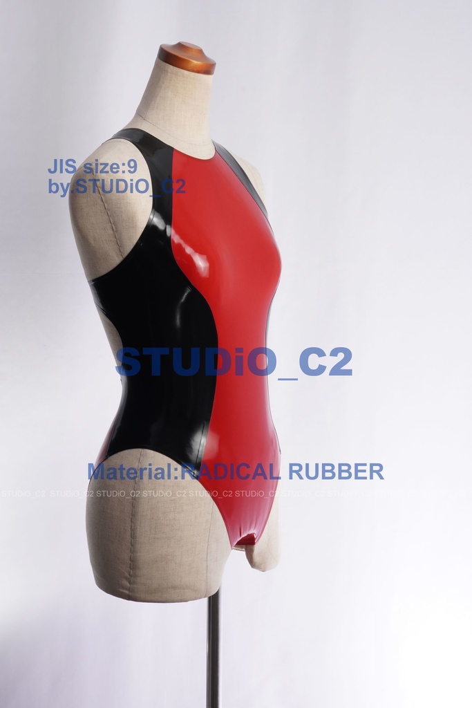 ラバー競泳水着 9号サイズ 赤/黒