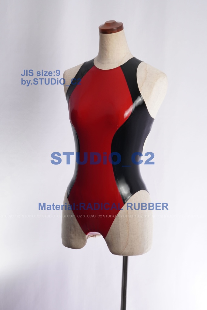 ラバー競泳水着 9号サイズ 赤/黒