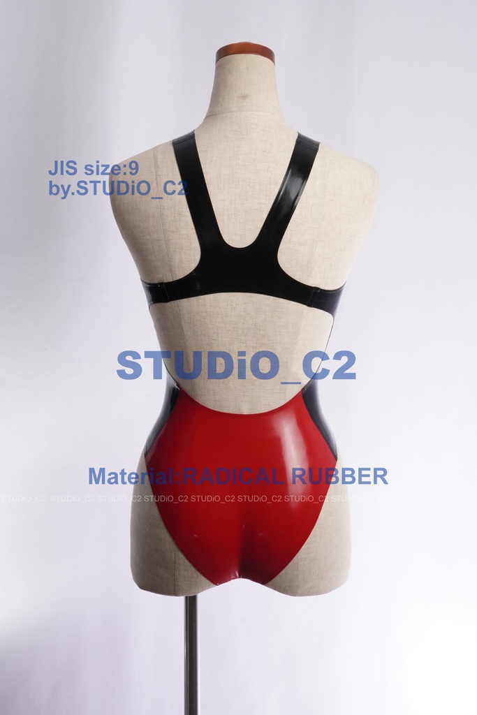 ラバー競泳水着 9号サイズ 赤/黒