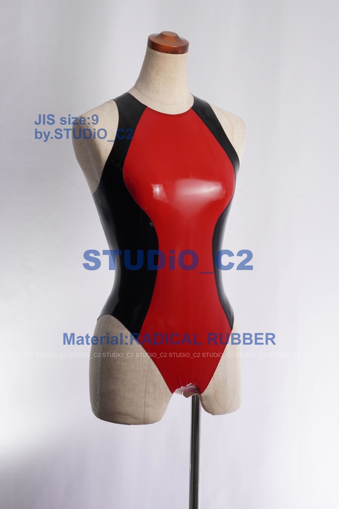 ラバー競泳水着 9号サイズ 赤/黒