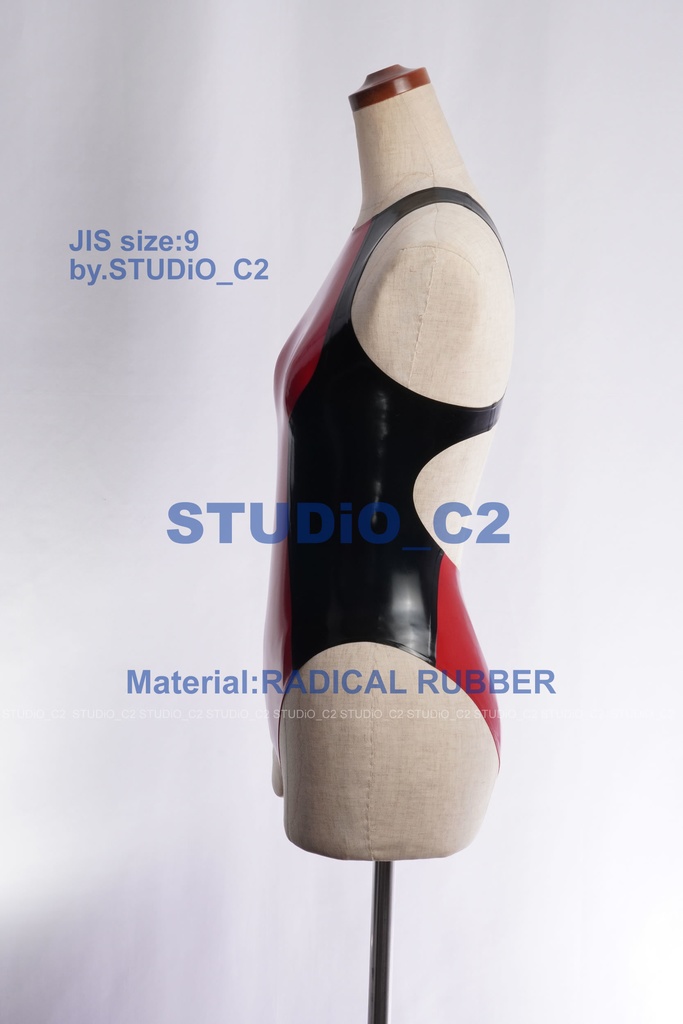 ラバー競泳水着 9号サイズ 赤/黒