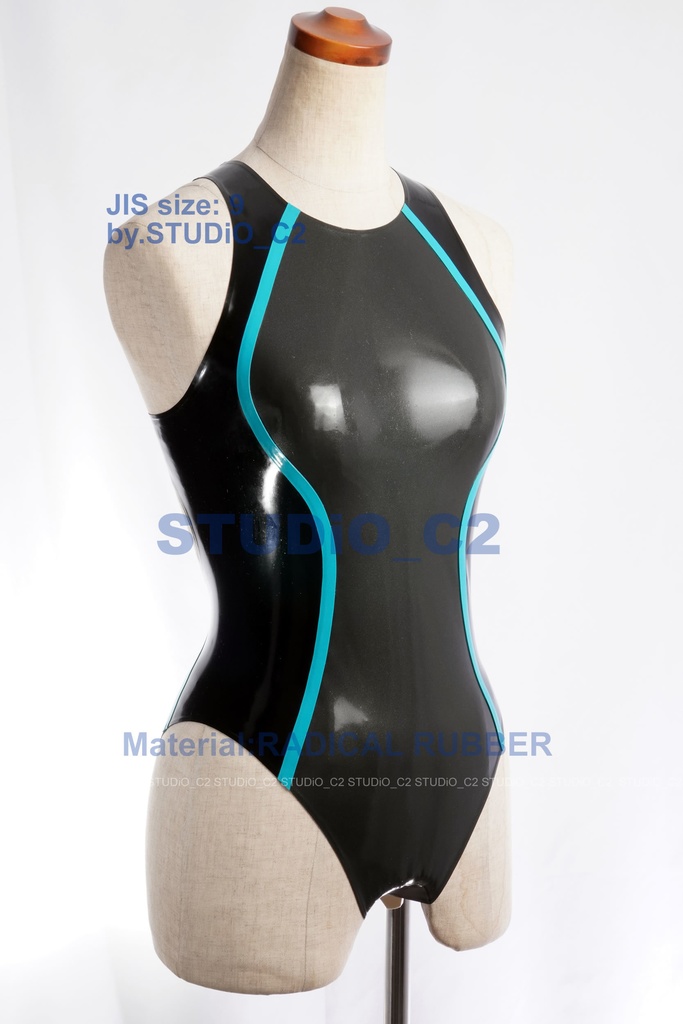 ラバー競泳水着 9号 ガンメタ/黒