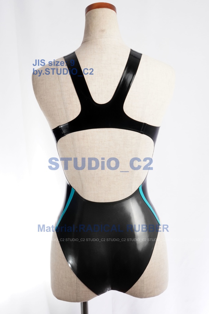 ラバー競泳水着 9号 ガンメタ/黒