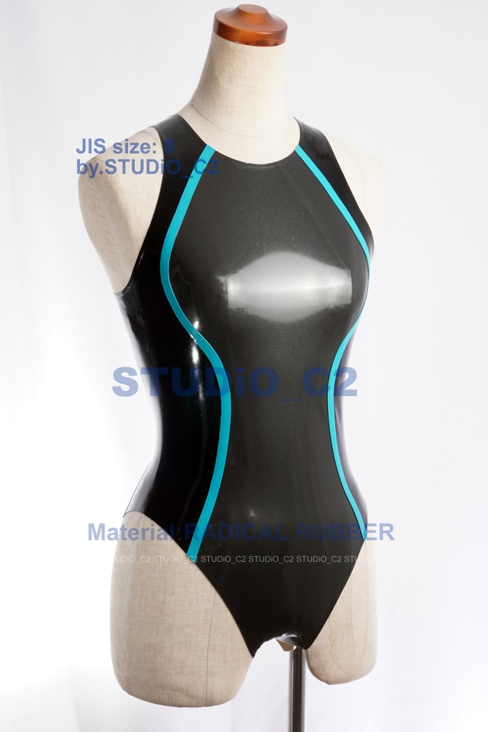 ラバー競泳水着 9号 ガンメタ/黒