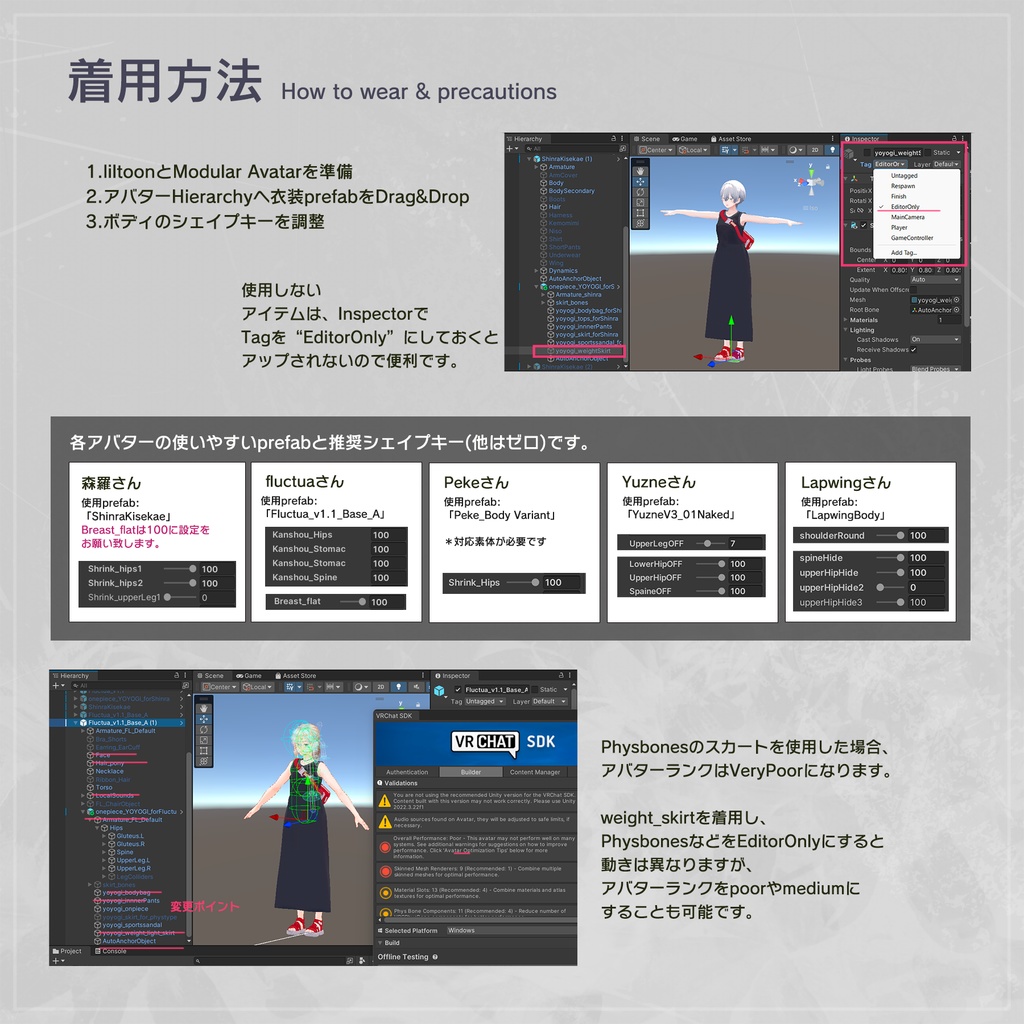 複数アバター対応 カジュアルワンピースセット