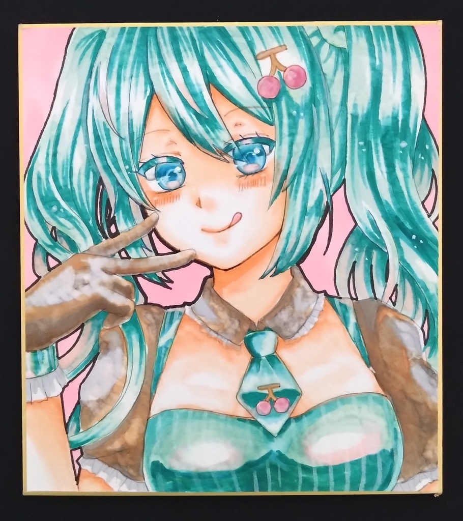 初音ミク　手描き色紙