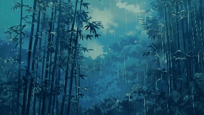 雨の竹林のアニメーション。動画素材