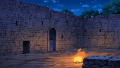 遺跡でのキャンプのアニメーション。動画素材