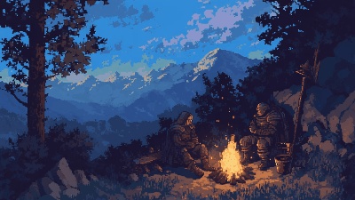 ドット絵。ファンタジーな焚き火のアニメーション。動画素材