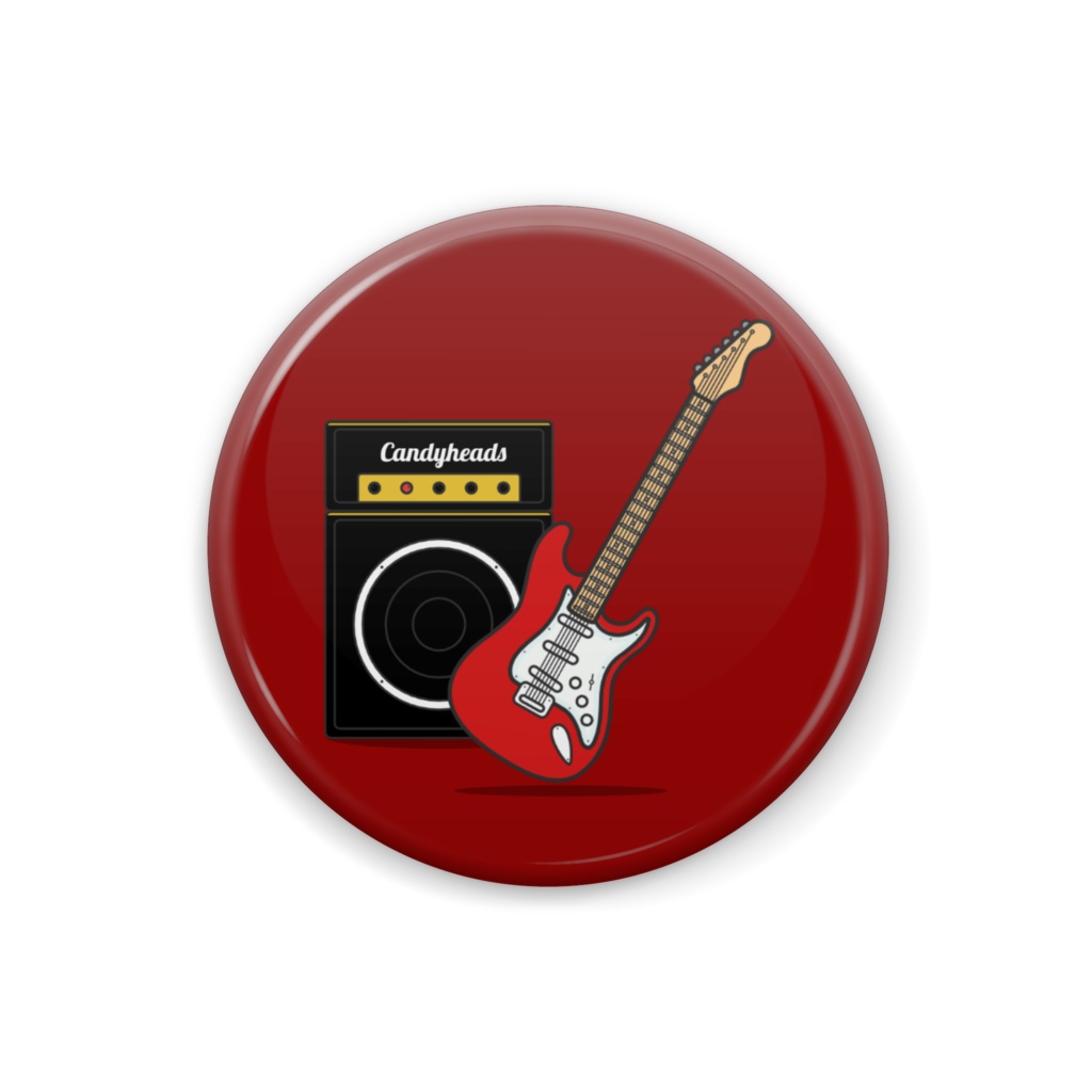 ギター缶バッチ　Guitar button badge -red-