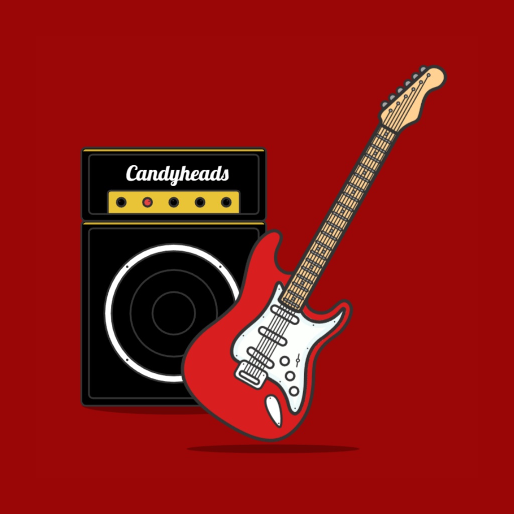 ギター缶バッチ Guitar button badge -red-