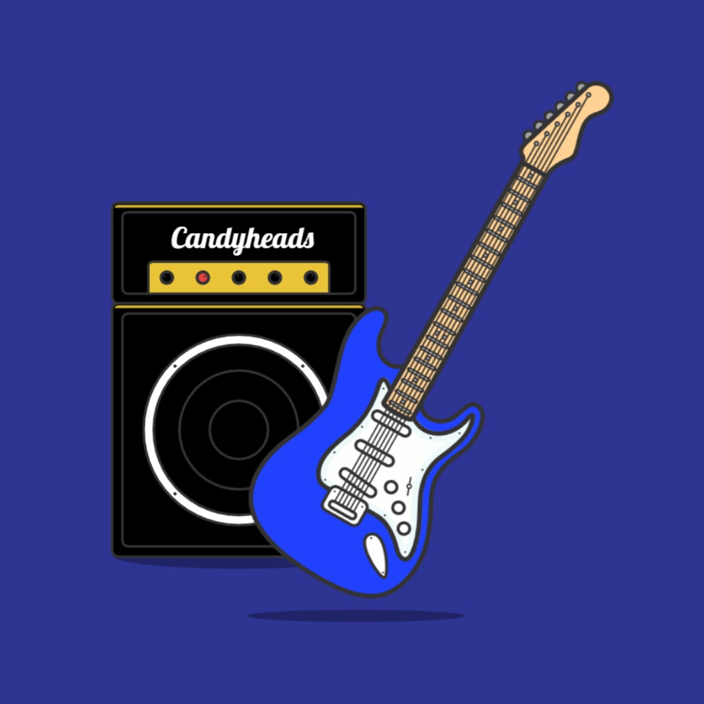 ギター缶バッチ Guitar button badge -blue-