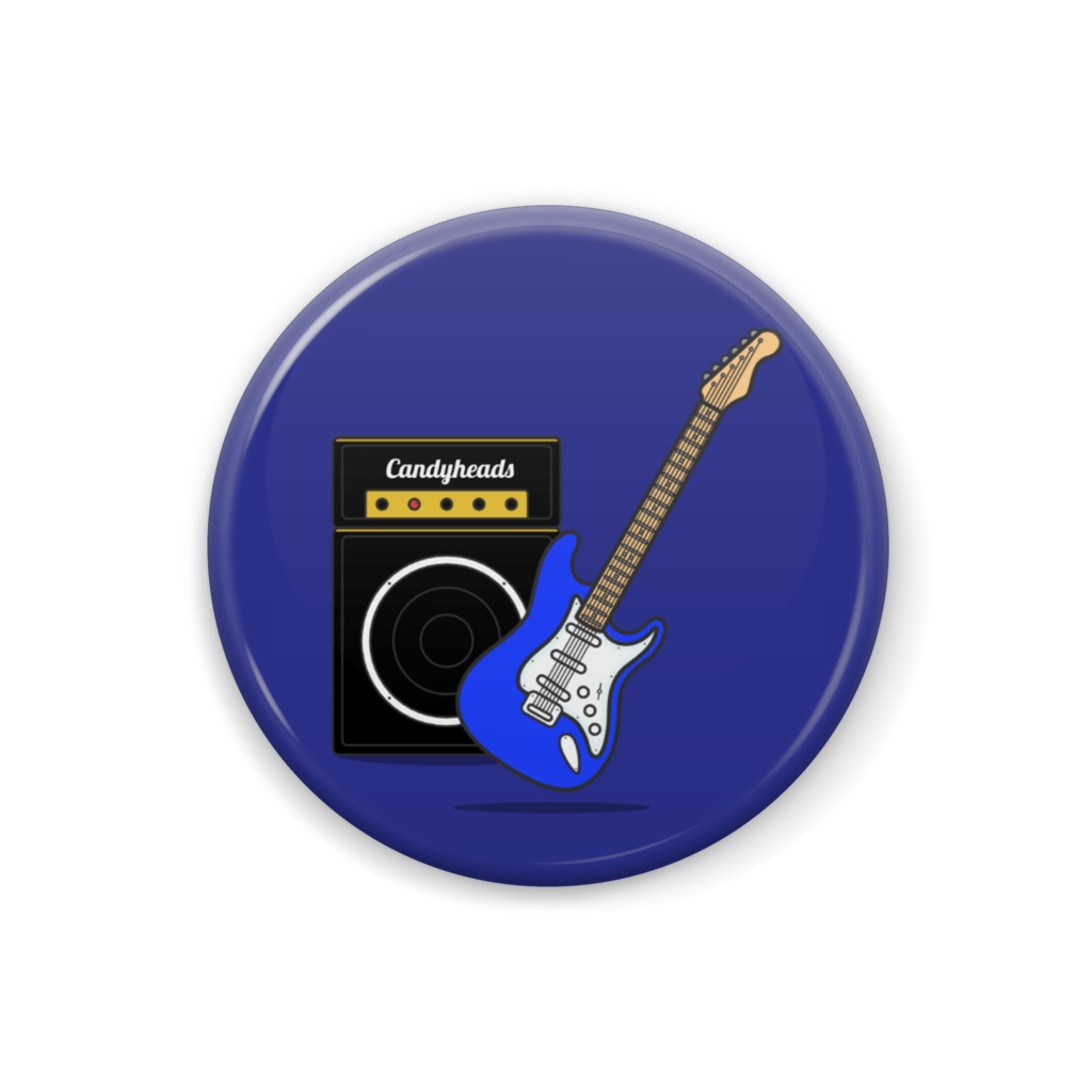 ギター缶バッチ　Guitar button badge -blue-