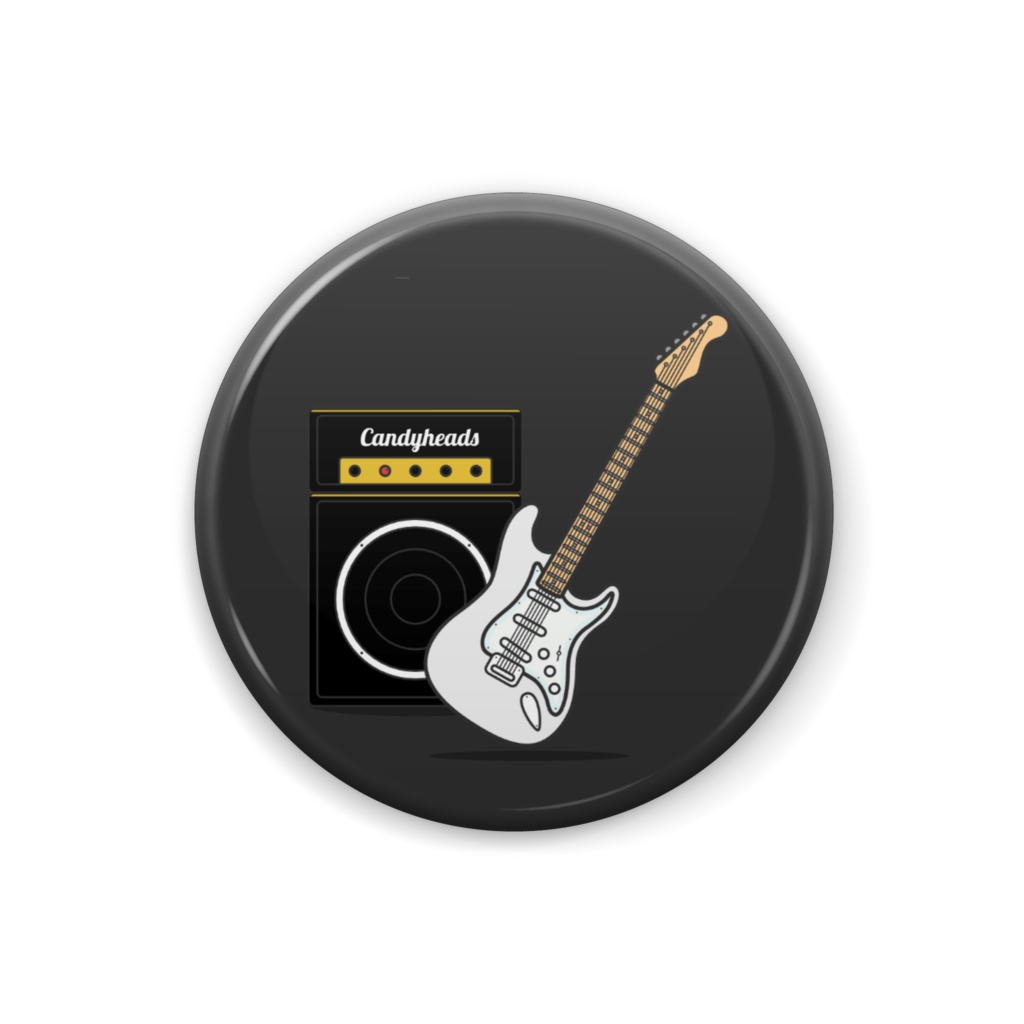 ギター缶バッチ　Guitar button badge -white-