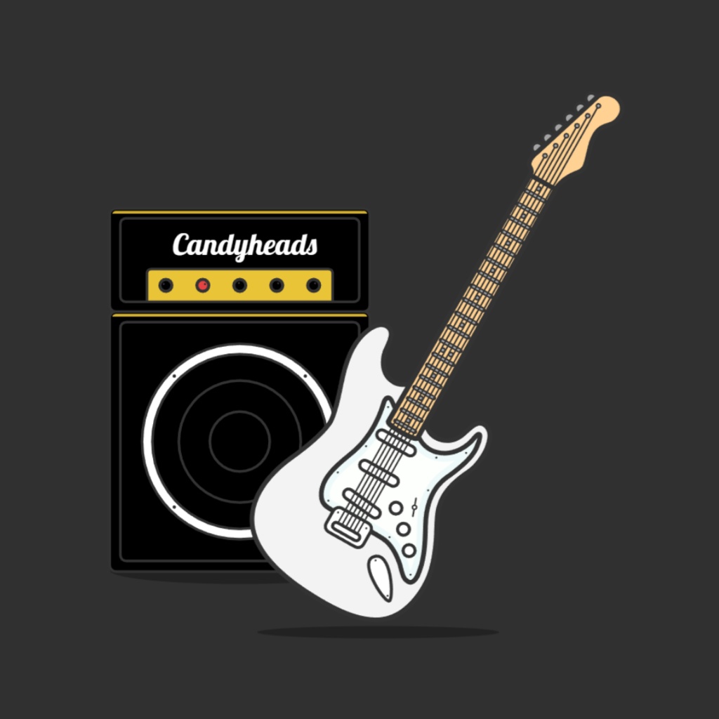 ギター缶バッチ Guitar button badge -white-