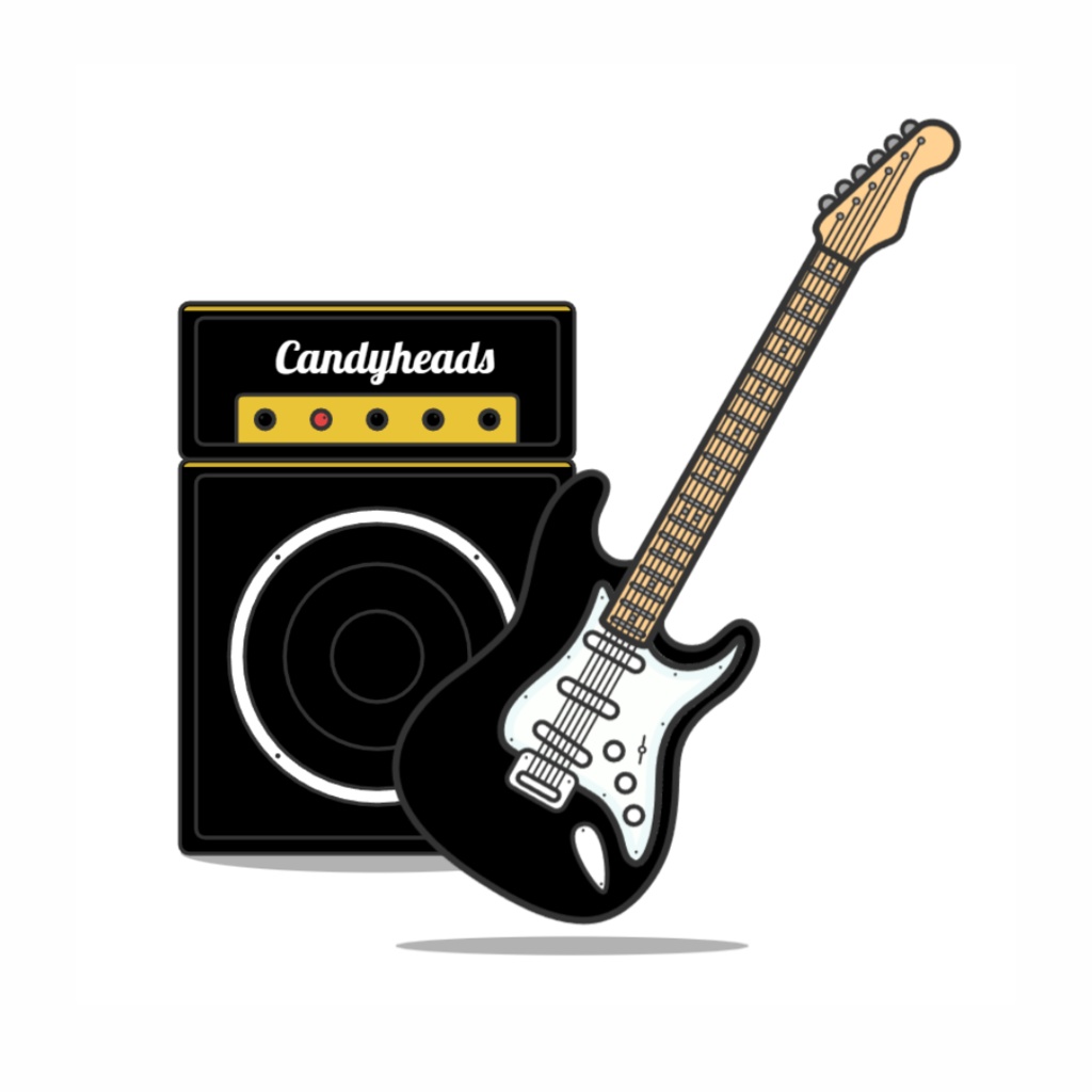 アクリルキーホルダー Guitar key chain -black-