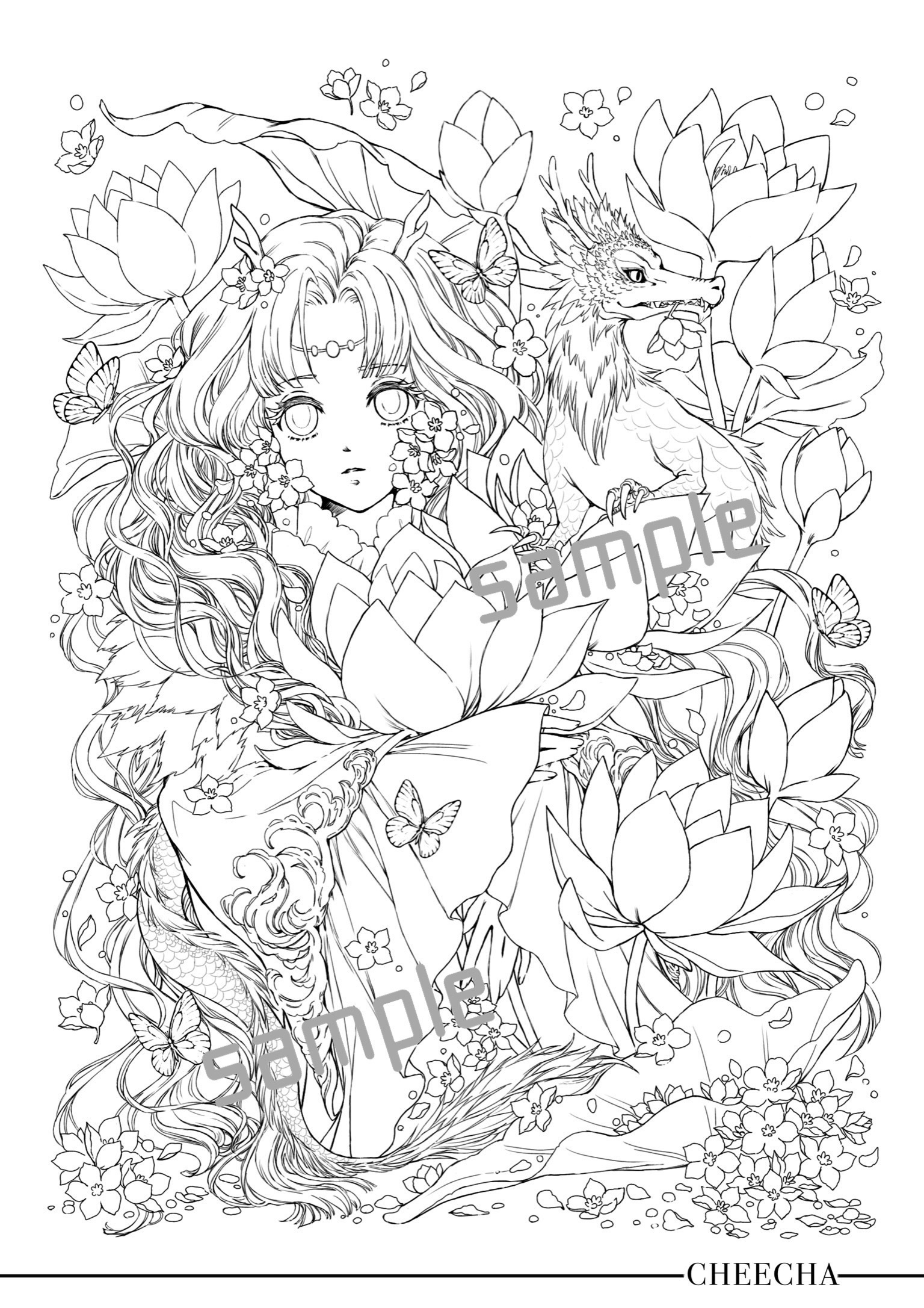 無料塗り絵線画／2024 花あつめ - CHEECHA.chiho - BOOTH