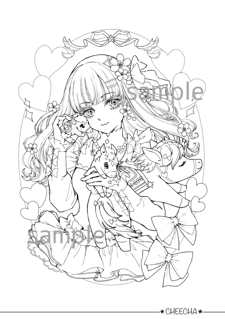 無料塗り絵線画/2026🐴 Horse & Girl✨