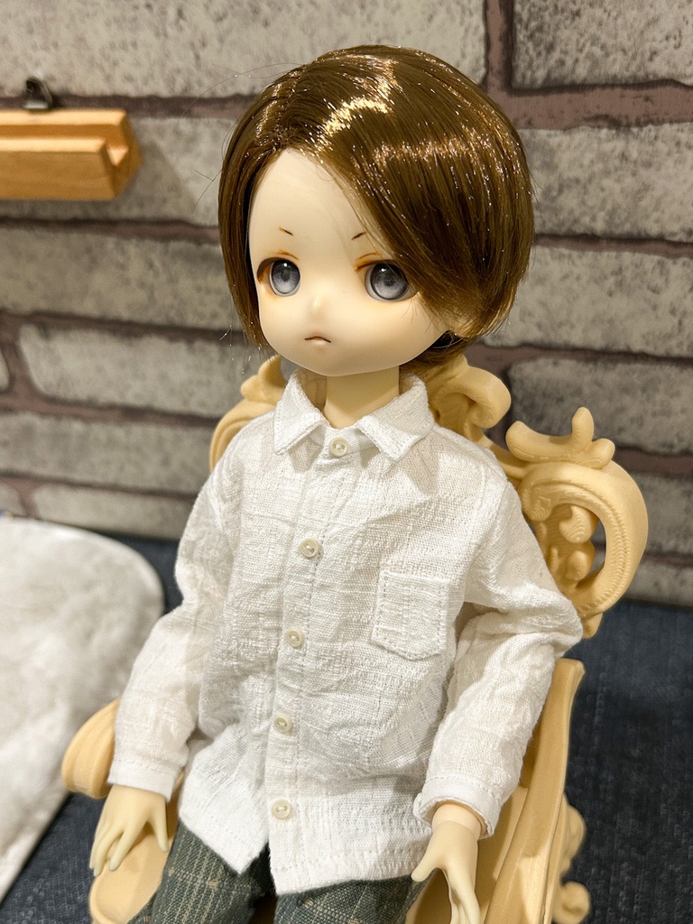 椿紬シャツ（袖長め）【TinyFox1/6】