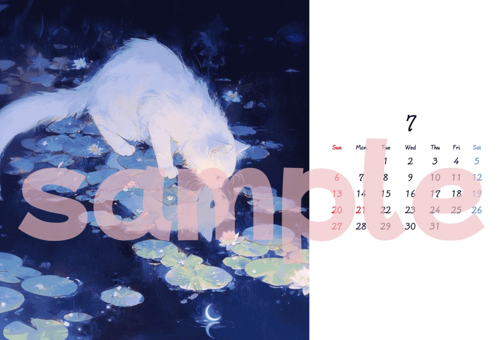 『猫とハルカゼ展』2025年 卓上カレンダー:4月はじまり