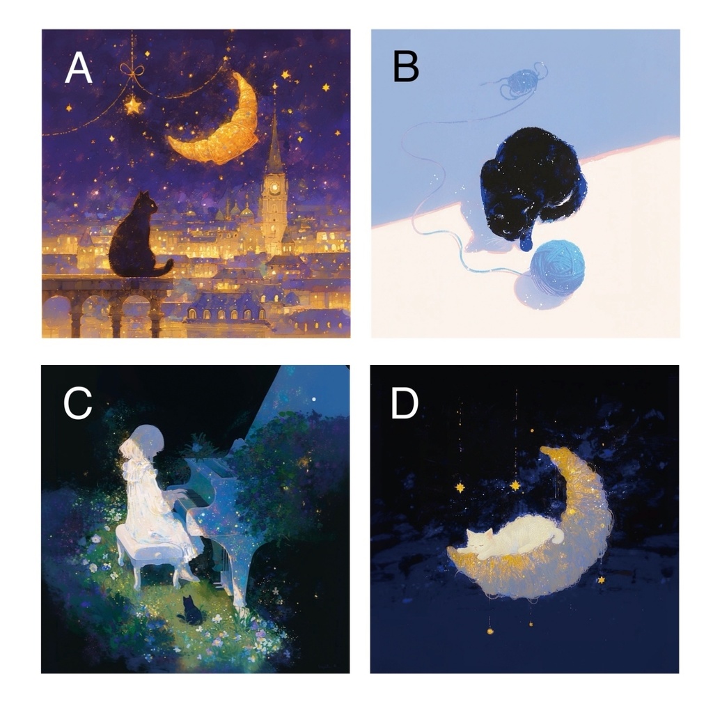 『猫とハルカゼ展』複製キャンバス SSM号 4種セット