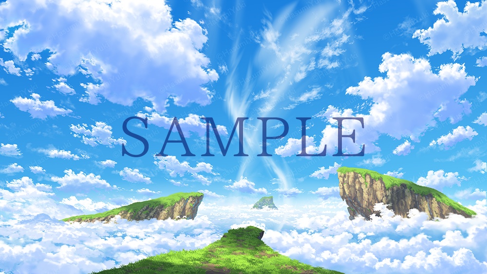 【Update!!】第一弾 全6種 4K画像 ファンタジー系背景イラスト・素材(青空と風集う頂上)