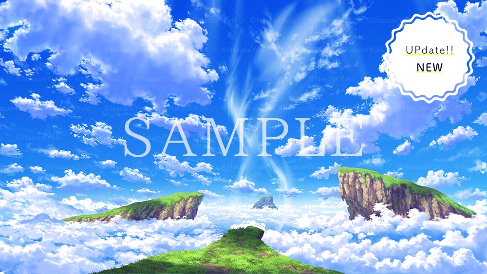 【Update!!】第一弾 全6種 4K画像 ファンタジー系背景イラスト・素材(青空と風集う頂上)