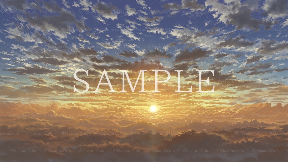 【第二弾】4K画像 背景イラスト・素材(黄雲と二藍の夕景)