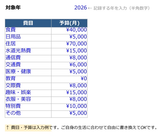 自動集計・グラフ付き 家計簿テンプレート【Excel/Googleスプレッドシート対応】入力するだけで月次・費目別を自動集計