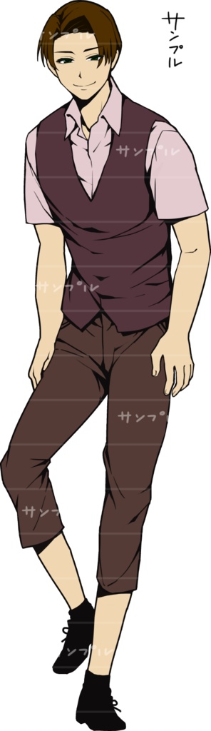 男性の全身の立ち絵01(表情16種)5/6日更新済おまけ追加
