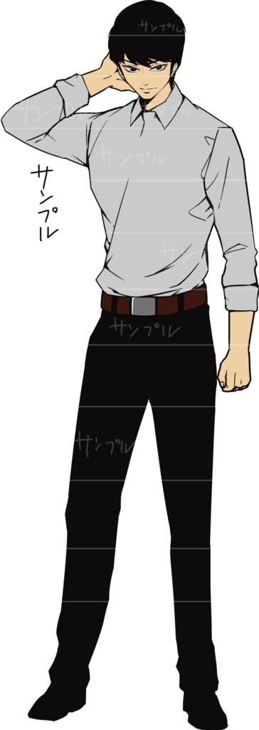 男性の全身の立ち絵03(表情16種)5/6日更新済おまけ追加