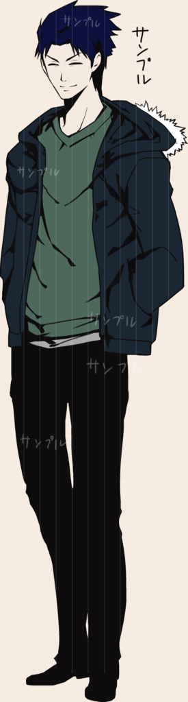 男性の全身の立ち絵05(表情16種)5/6日更新済おまけ追加