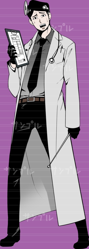 男性の全身の立ち絵11(表情16種)医者その1 ※別売り販売開始 5/6日更新済おまけ追加