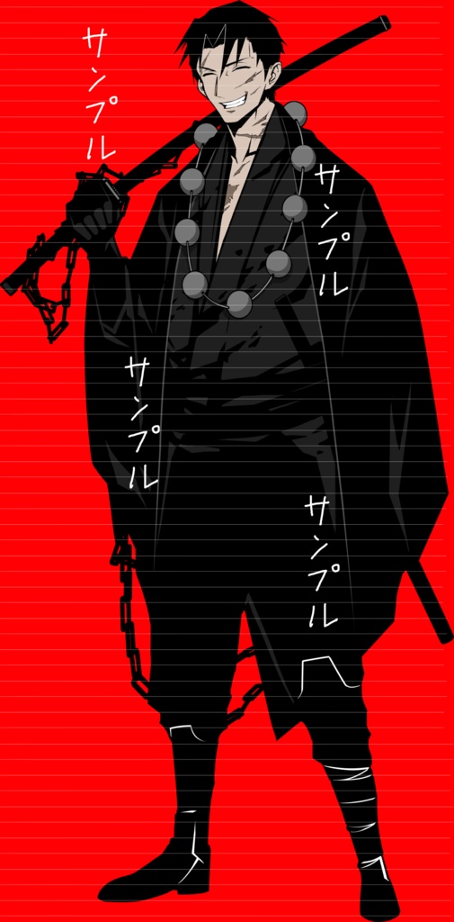 1/28おまけ戦闘差分追加!男性の全身の立ち絵14(表情17種+眼帯無しおまけ7種+戦闘差分6種)