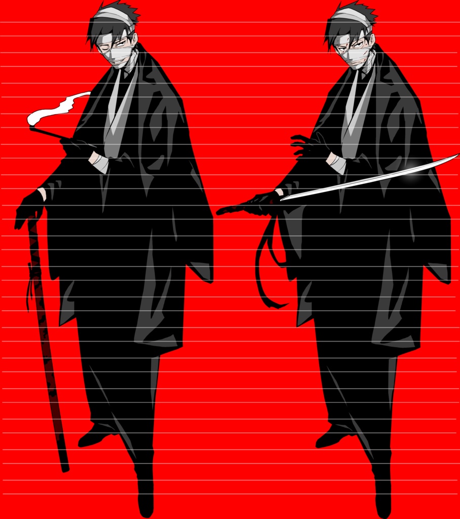 6/16おまけ戦闘差分追加! 男性の全身の立ち絵17(表情16種+おまけ4種)