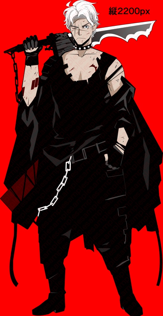 男性の全身の立ち絵26 眼帯&マスク着用のおまけ差分あり(通常表情15種、おまけ表情14種)