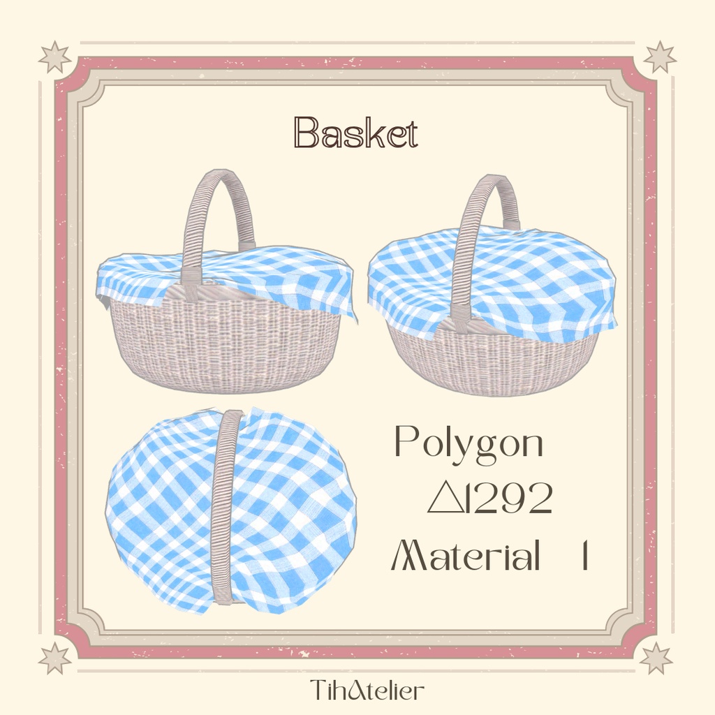 【SALE!!】Sunny Day Gingham Basket & Pierce【6アバター対応】