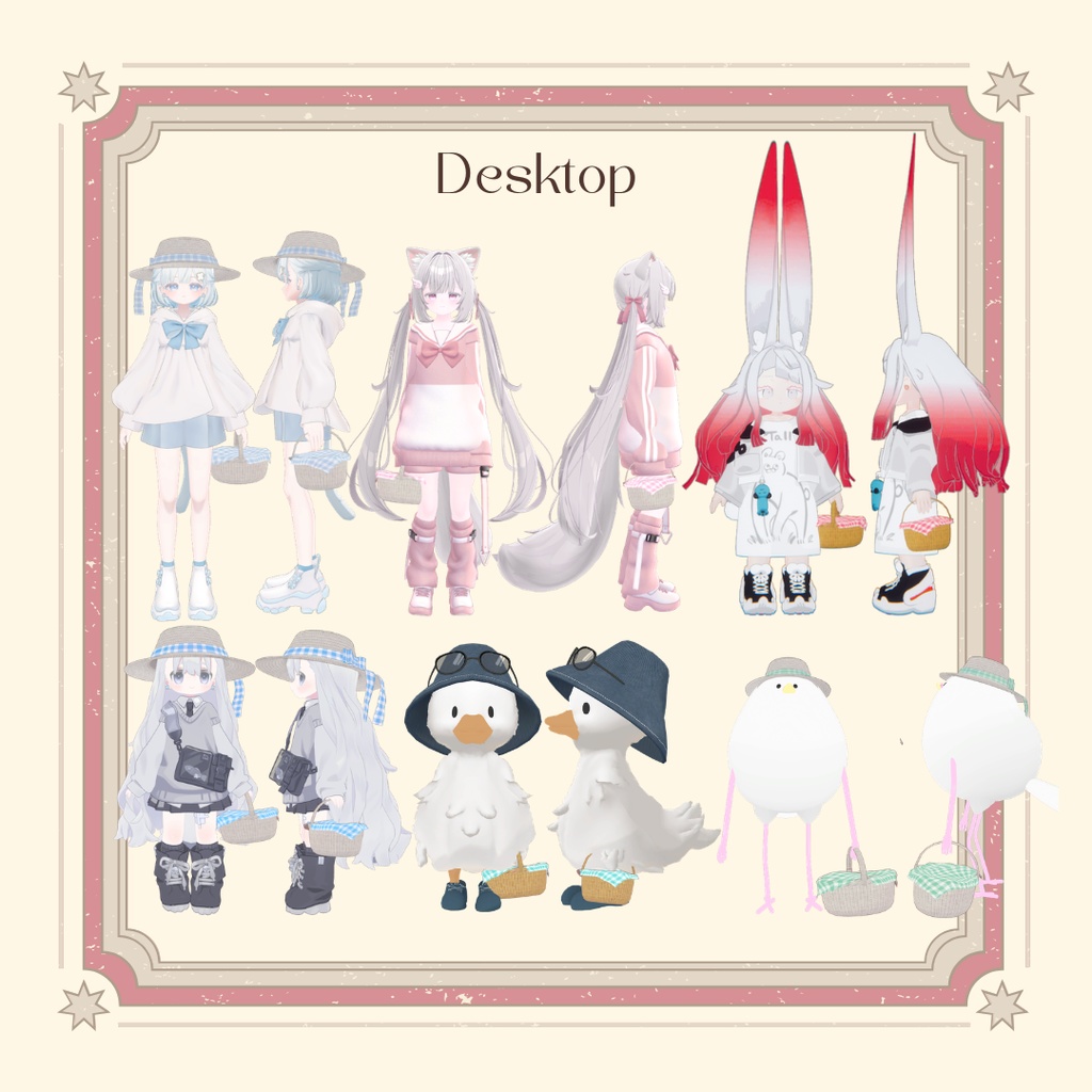 【SALE!!】Sunny Day Gingham Basket & Pierce【6アバター対応】