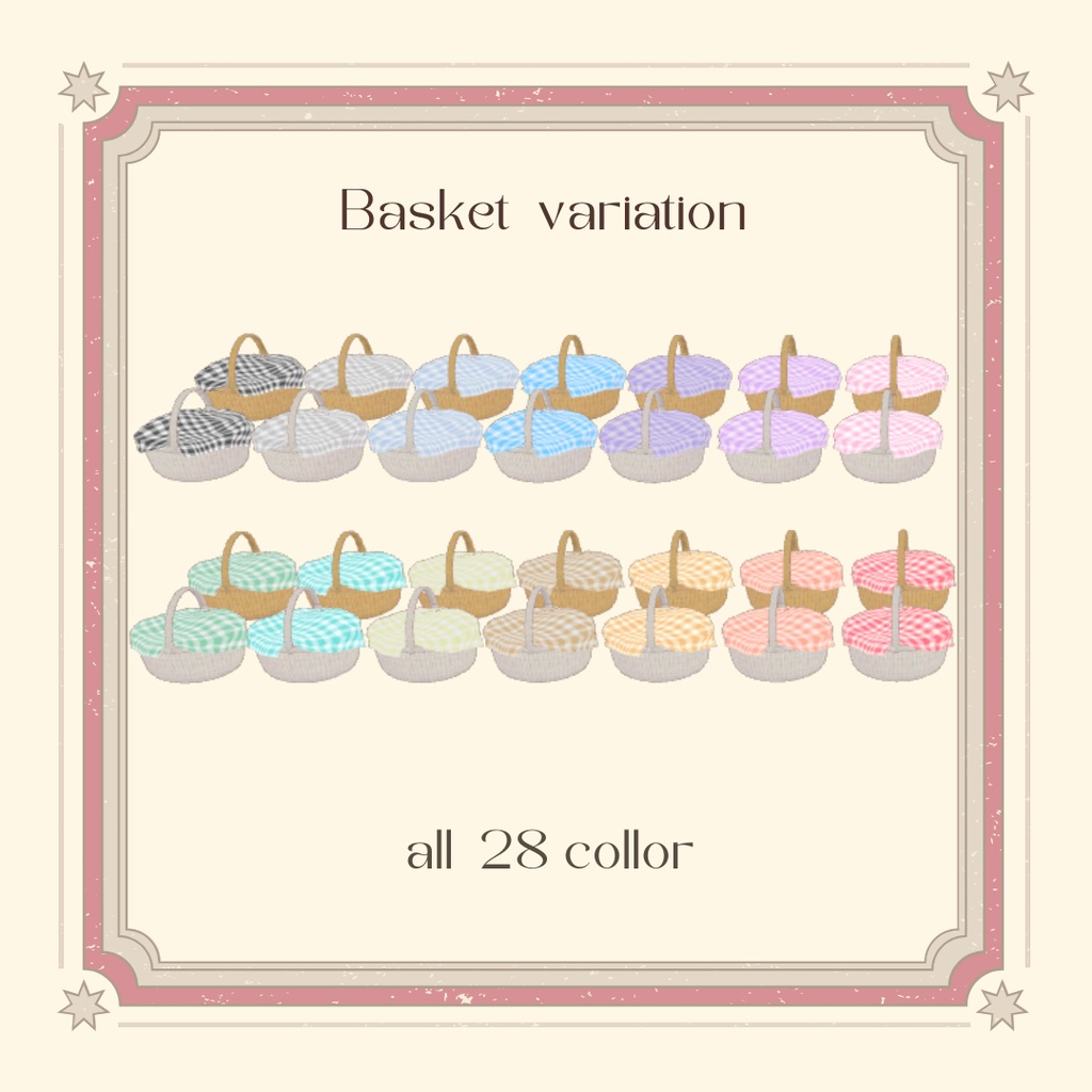 【SALE!!】Sunny Day Gingham Basket & Pierce【6アバター対応】