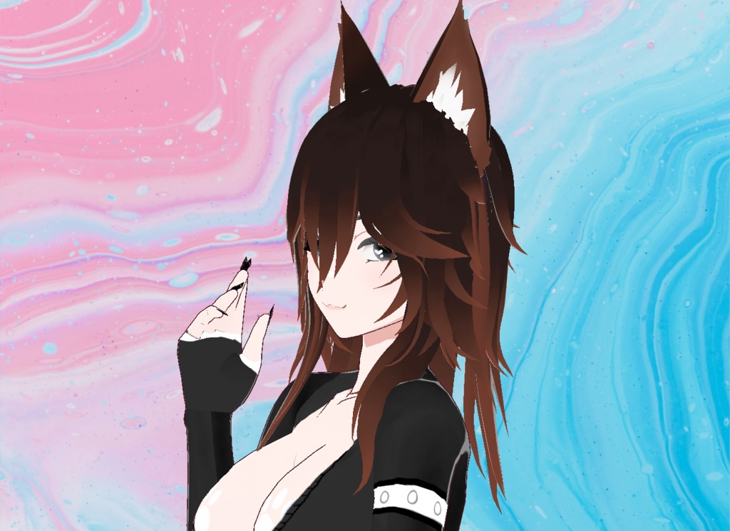 【VRoid】Brown Wolfcut with Ear Texture